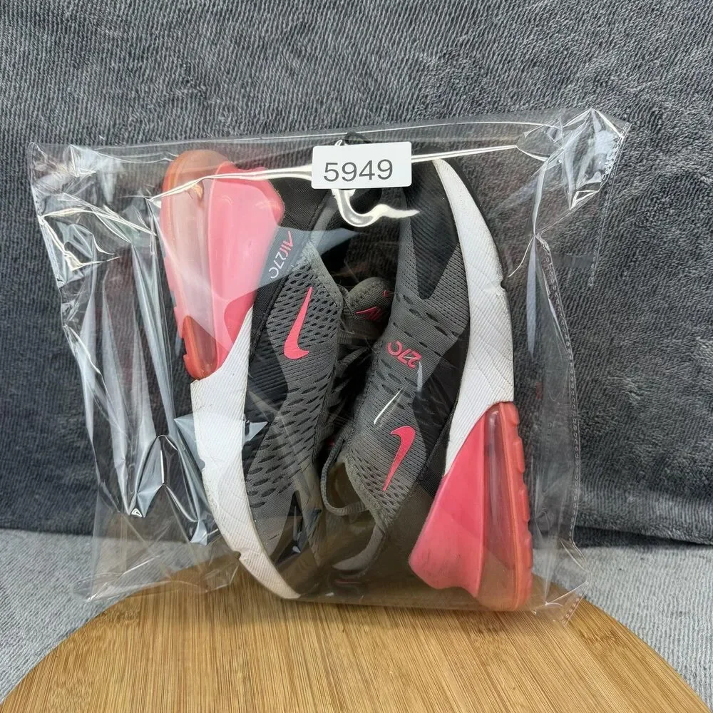 Nike Air Max 270 Shoes Boys Size 5Y Gray Pink Running Sneakers 943345-031
